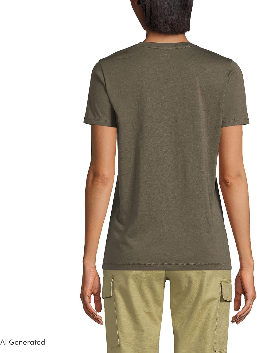 image:imageLands End Womens Supima VNeck TShirtForest Moss