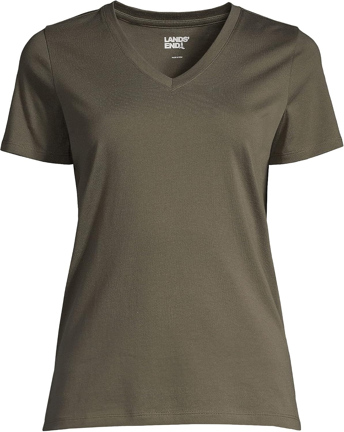 image:imageLands End Womens Supima VNeck TShirtForest Moss