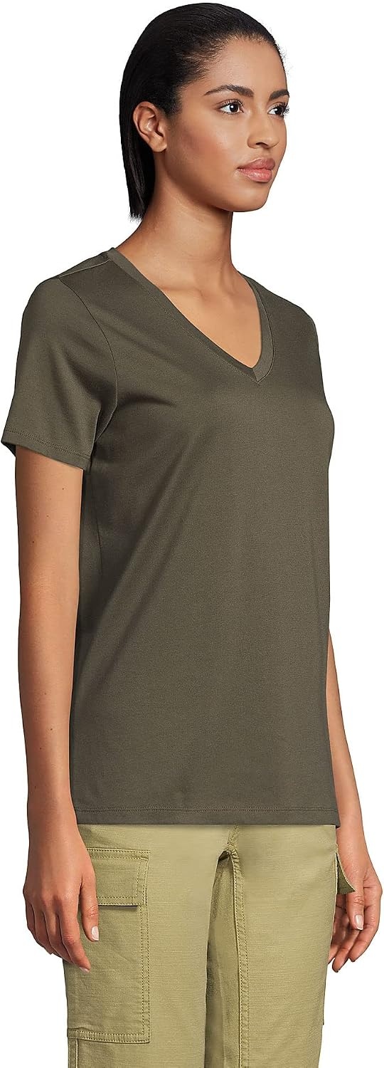 image:imageLands End Womens Supima VNeck TShirtForest Moss