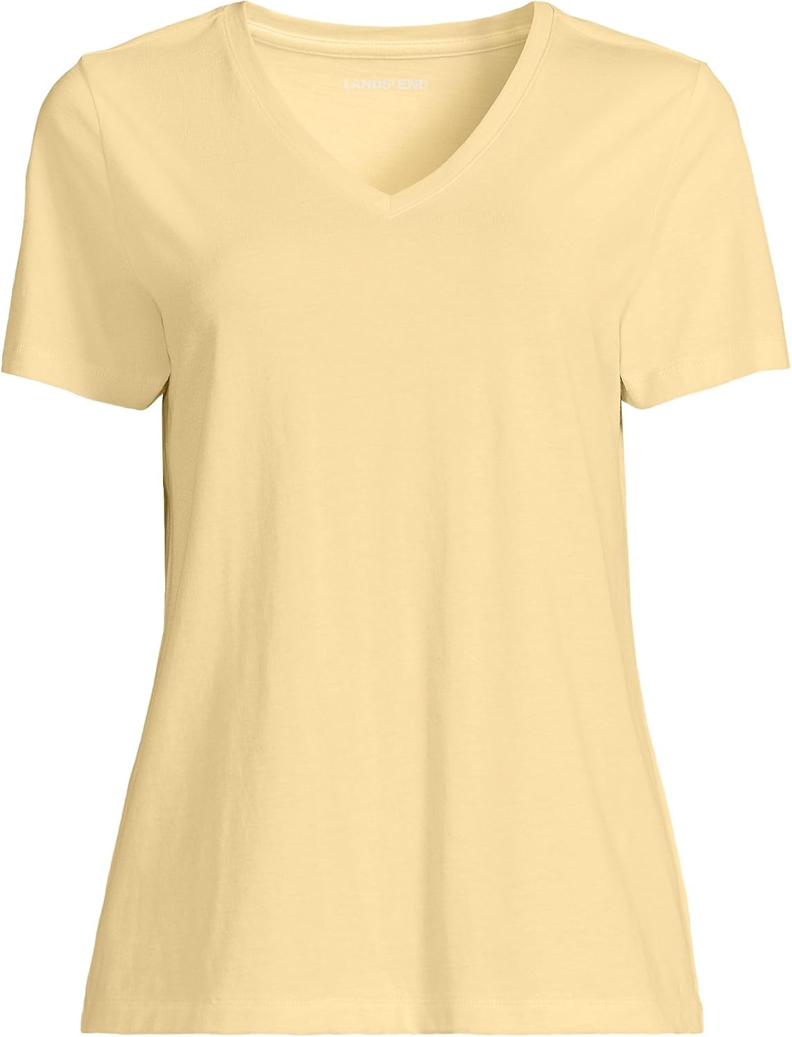 image:imageLands End Womens Supima VNeck TShirtPale Sunbeam Yellow