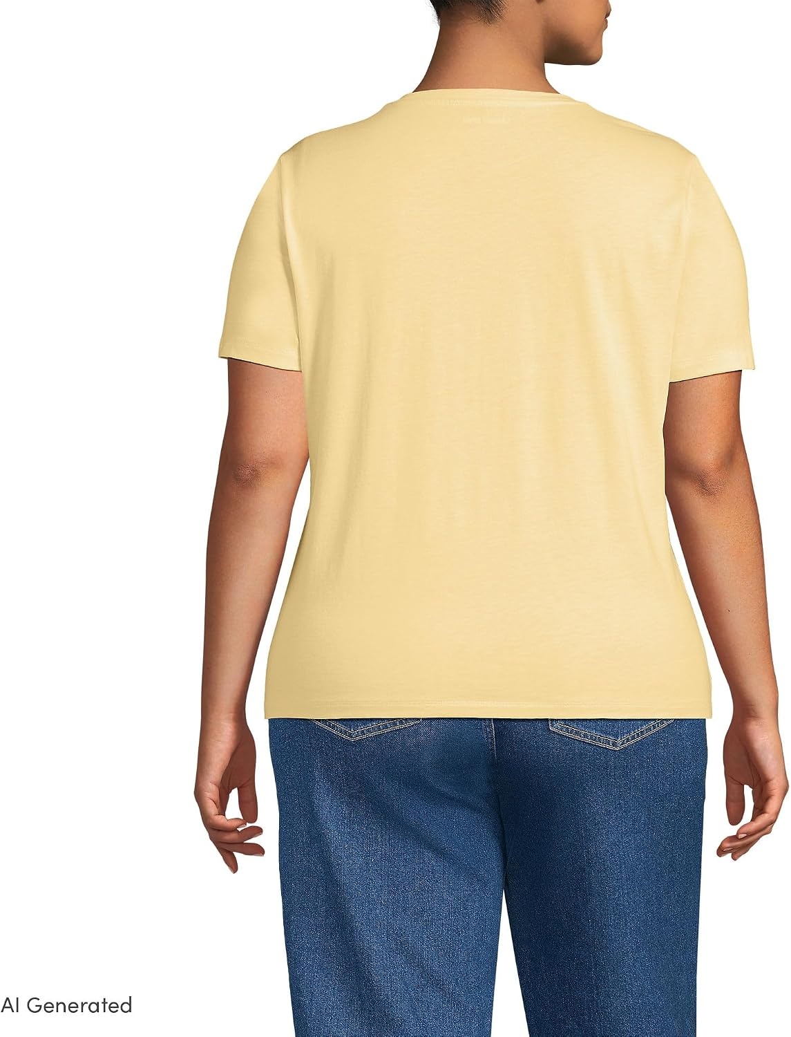 image:imageLands End Womens Supima VNeck TShirtPale Sunbeam Yellow
