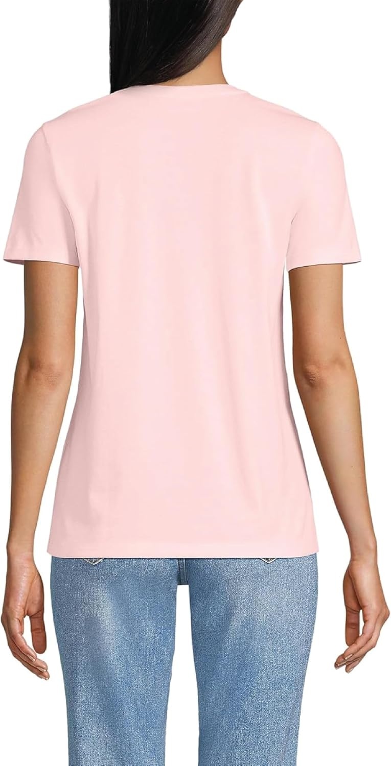 image:imageLands End Womens Supima VNeck TShirtSea Salt Pink
