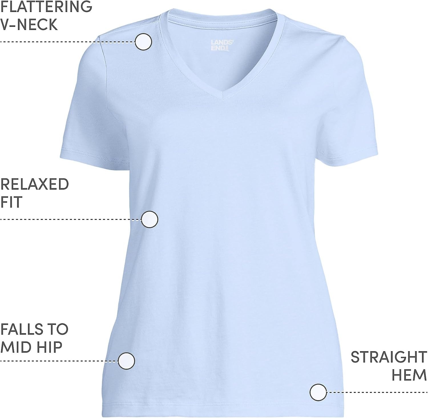 image:imageLands End Womens Supima VNeck TShirtSoft Sky Blue