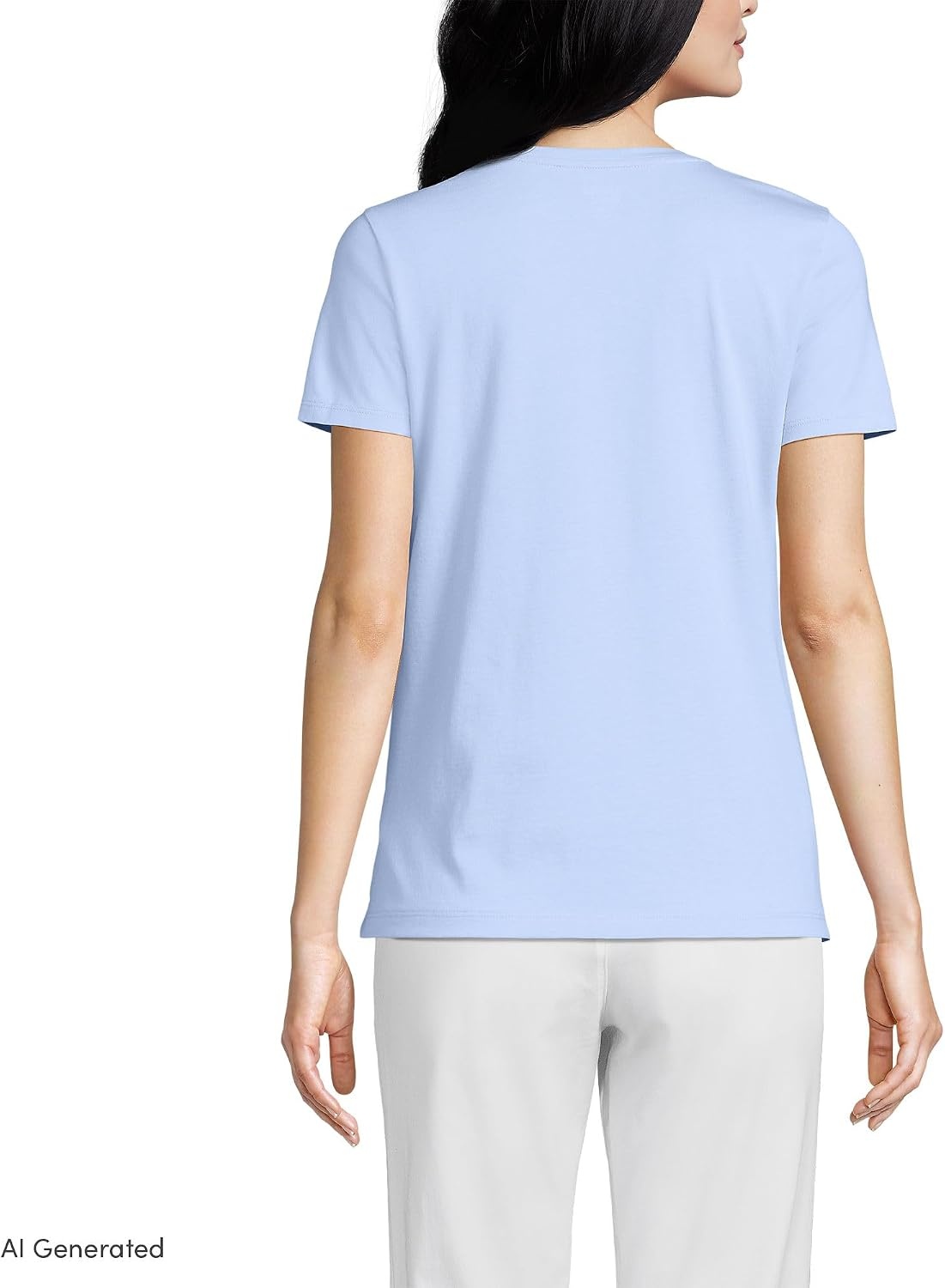 image:imageLands End Womens Supima VNeck TShirtSoft Sky Blue