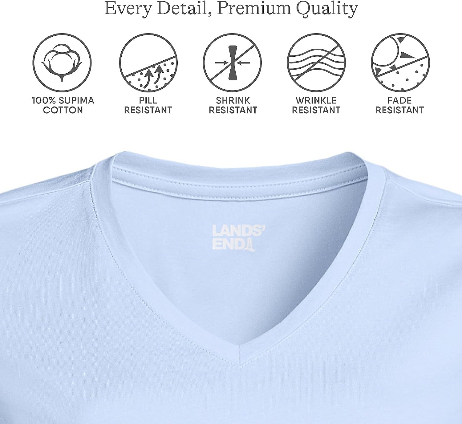 image:imageLands End Womens Supima VNeck TShirtSoft Sky Blue