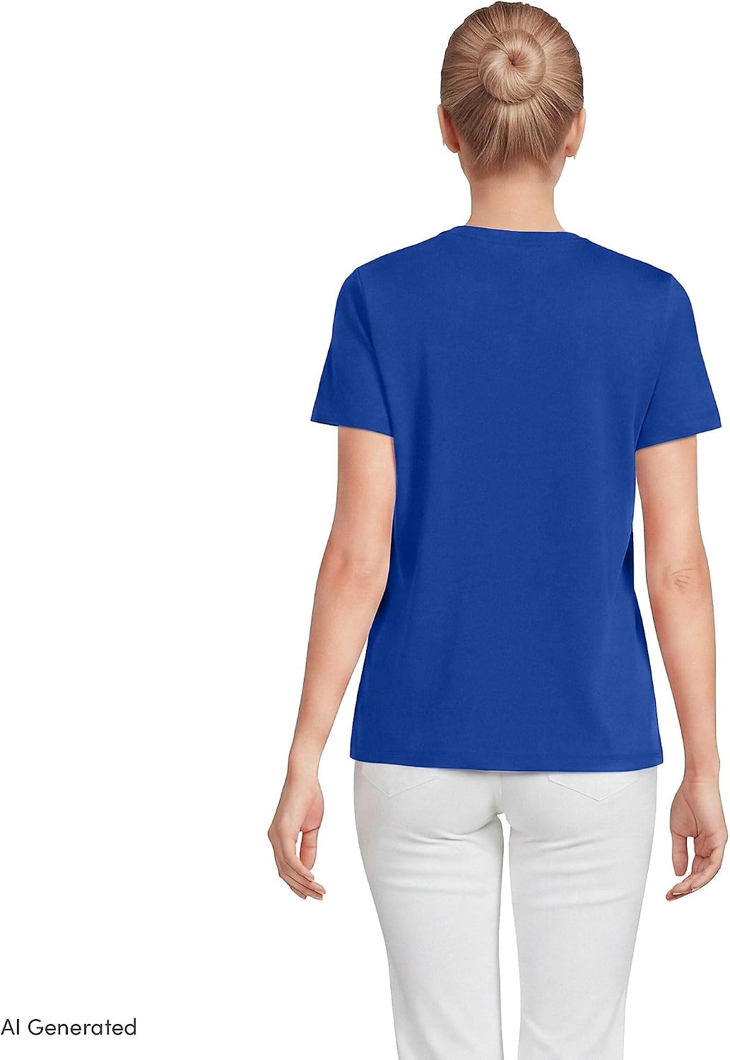 image:imageLands End Womens Supima VNeck TShirtVibrant Lapis