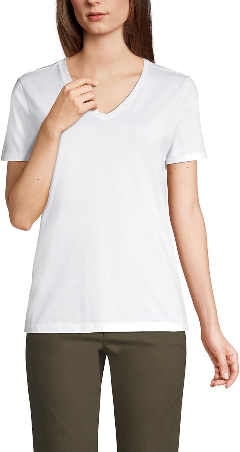 image:imageLands End Womens Supima VNeck TShirtWhite