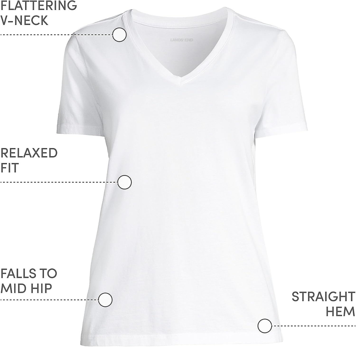 image:imageLands End Womens Supima VNeck TShirtWhite