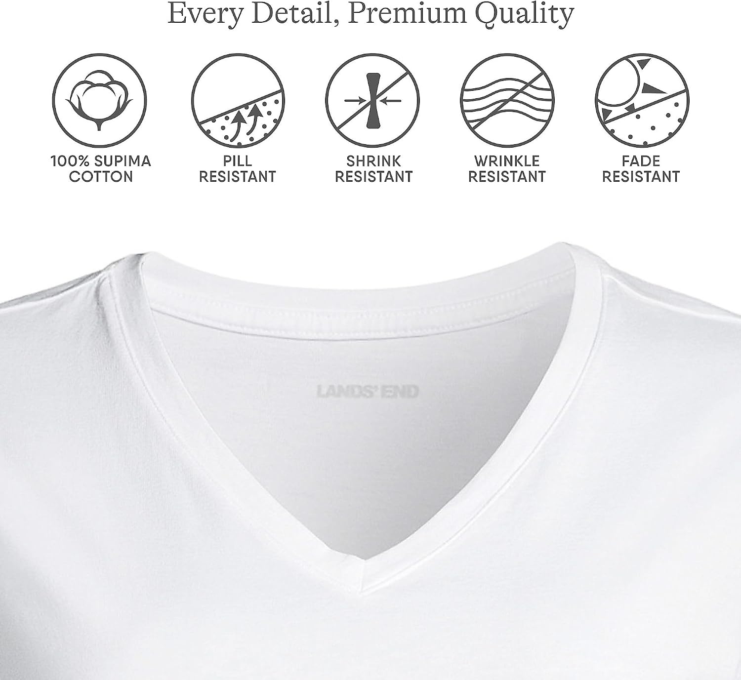 image:imageLands End Womens Supima VNeck TShirtWhite