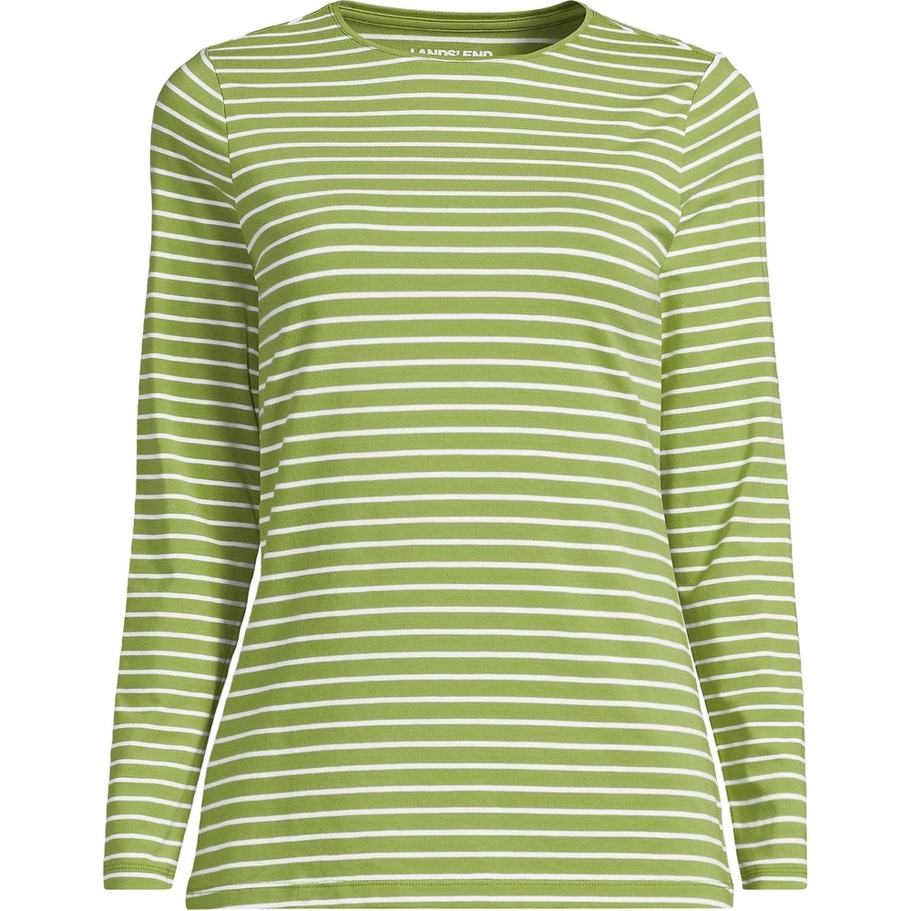 image:imageLands End Womens Plus Size Lightweight Jersey Skimming Long Sleeve Crew Neck TShirtWinter Pear Narrow Stripe