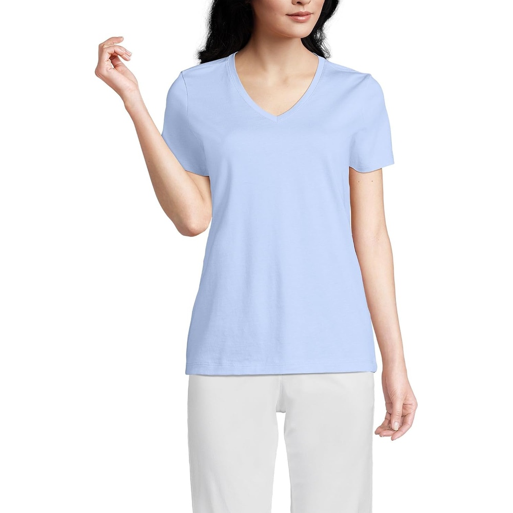 image:imageLands End Womens Supima VNeck TShirtSoft Sky Blue