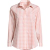 Lands’ End Women’s Pinwale Cord Long Sleeve Shirt(Sunset Coral Pink Gingham)
