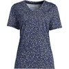 Lands’ End Women’s Supima V-Neck T-Shirt(Clear Blue/Navy Ditsy Floral)
