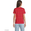 Lands’ End Women’s Supima V-Neck T-Shirt(Compass Red/Brown Bold Stripe)