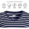 Lands’ End Women’s Supima V-Neck T-Shirt(Deep Sea Navy Breton Stripe)