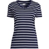 Lands’ End Women’s Supima V-Neck T-Shirt(Deep Sea Navy Breton Stripe)