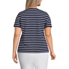 Lands’ End Women’s Supima V-Neck T-Shirt(Deep Sea Navy Breton Stripe)