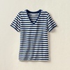 Lands’ End Women’s Supima V-Neck T-Shirt(Deep Sea Navy Even Stripe)