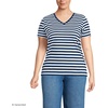 Lands’ End Women’s Supima V-Neck T-Shirt(Deep Sea Navy Even Stripe)