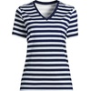 Lands’ End Women’s Supima V-Neck T-Shirt(Deep Sea/Blue Multi Stripe)