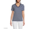 Lands’ End Women’s Supima V-Neck T-Shirt(Deep Sea/Blue Multi Stripe)