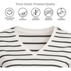 Lands’ End Women’s Supima V-Neck T-Shirt(Ivory/Black Breton Stripe)