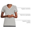Lands’ End Women’s Supima V-Neck T-Shirt(Ivory/Black Breton Stripe)