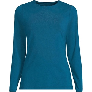 Lands’ End Women’s Plus Size Lightweight Jersey Skimming Long Sleeve Crew Neck T-Shirt(Baltic Teal)