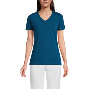 Lands’ End Women’s Supima V-Neck T-Shirt(Baltic Teal)