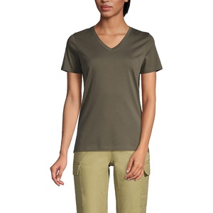 Lands’ End Women’s Supima V-Neck T-Shirt(Forest Moss)