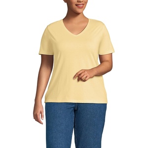 Lands’ End Women’s Supima V-Neck T-Shirt(Pale Sunbeam Yellow)