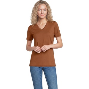 Lands’ End Women’s Supima V-Neck T-Shirt(Rich Ginger Brown)