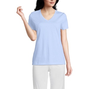 Lands’ End Women’s Supima V-Neck T-Shirt(Soft Sky Blue)