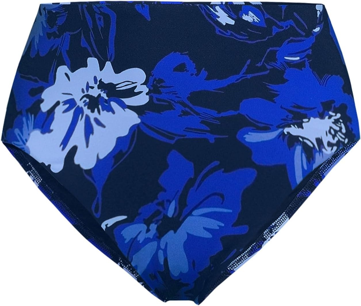 image:imageLands End Womens Ribbed Smoothing High Waisted Bikini BottomsDeep Sea Navy Abstract Floral