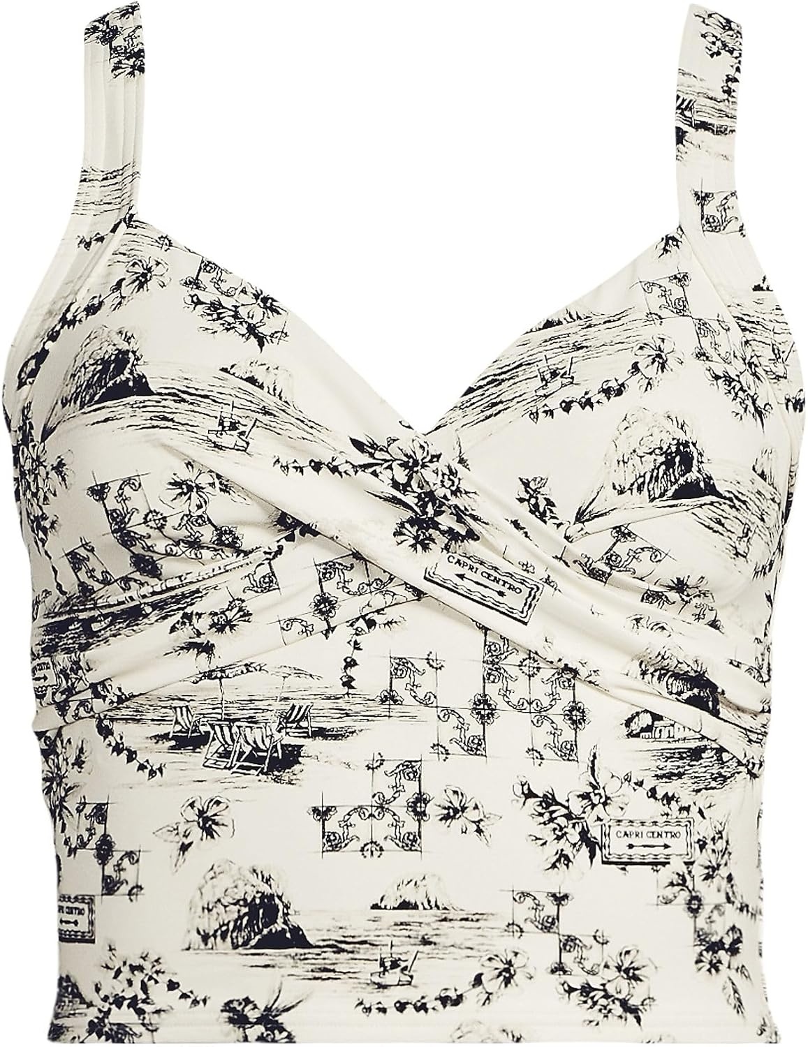 image:imageLands End Womens Wrap Midkini TopEgretBlack Toile