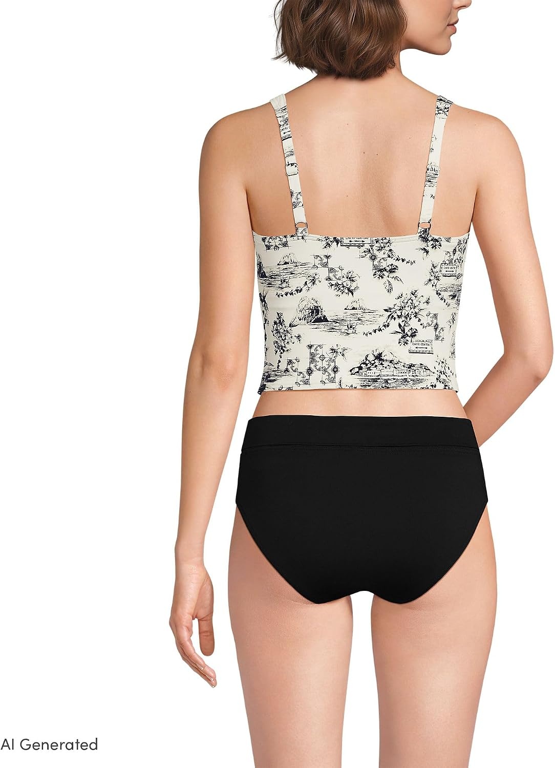 image:imageLands End Womens Wrap Midkini TopEgretBlack Toile