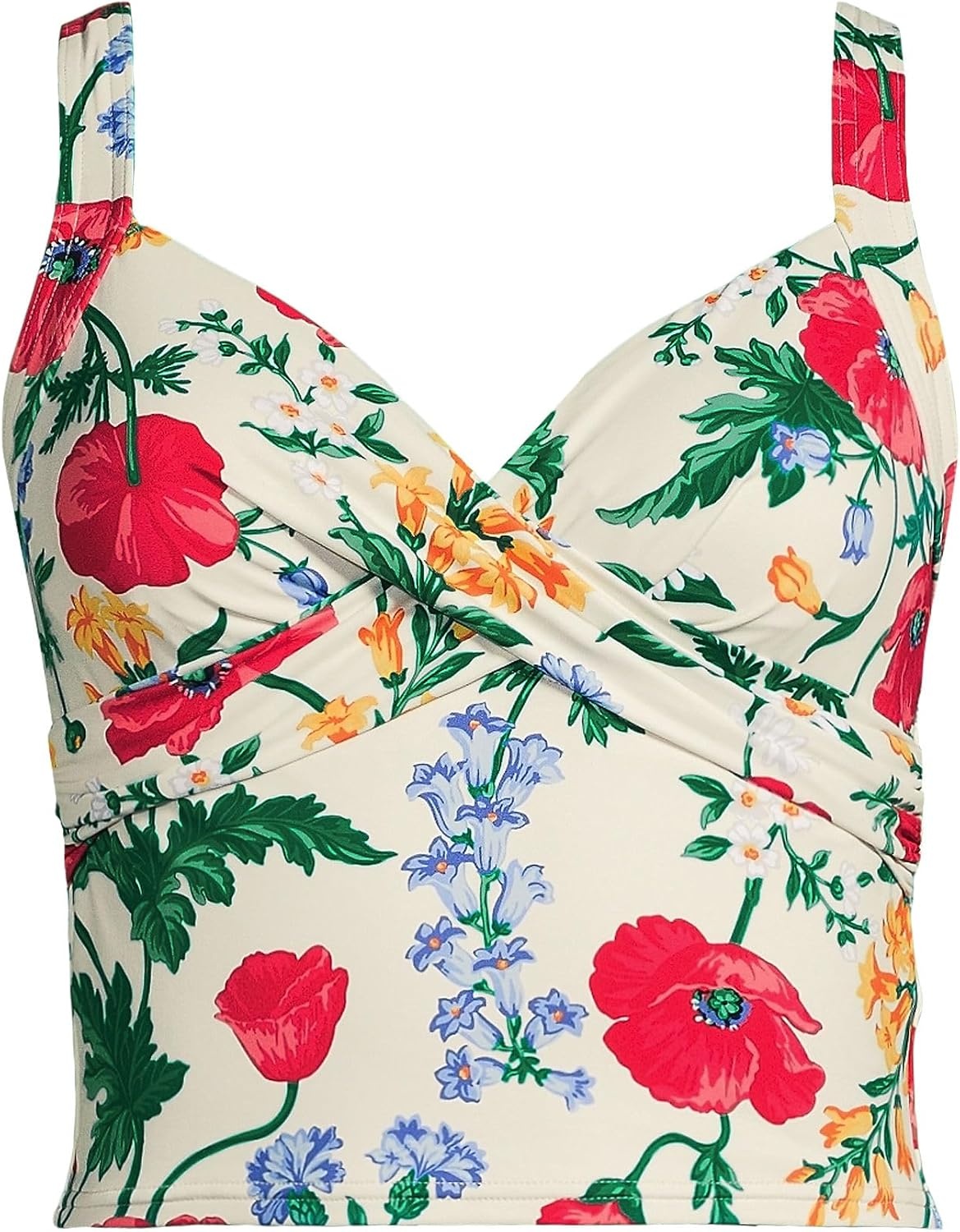image:imageLands End Womens Wrap Midkini TopEgretPoppy Floral