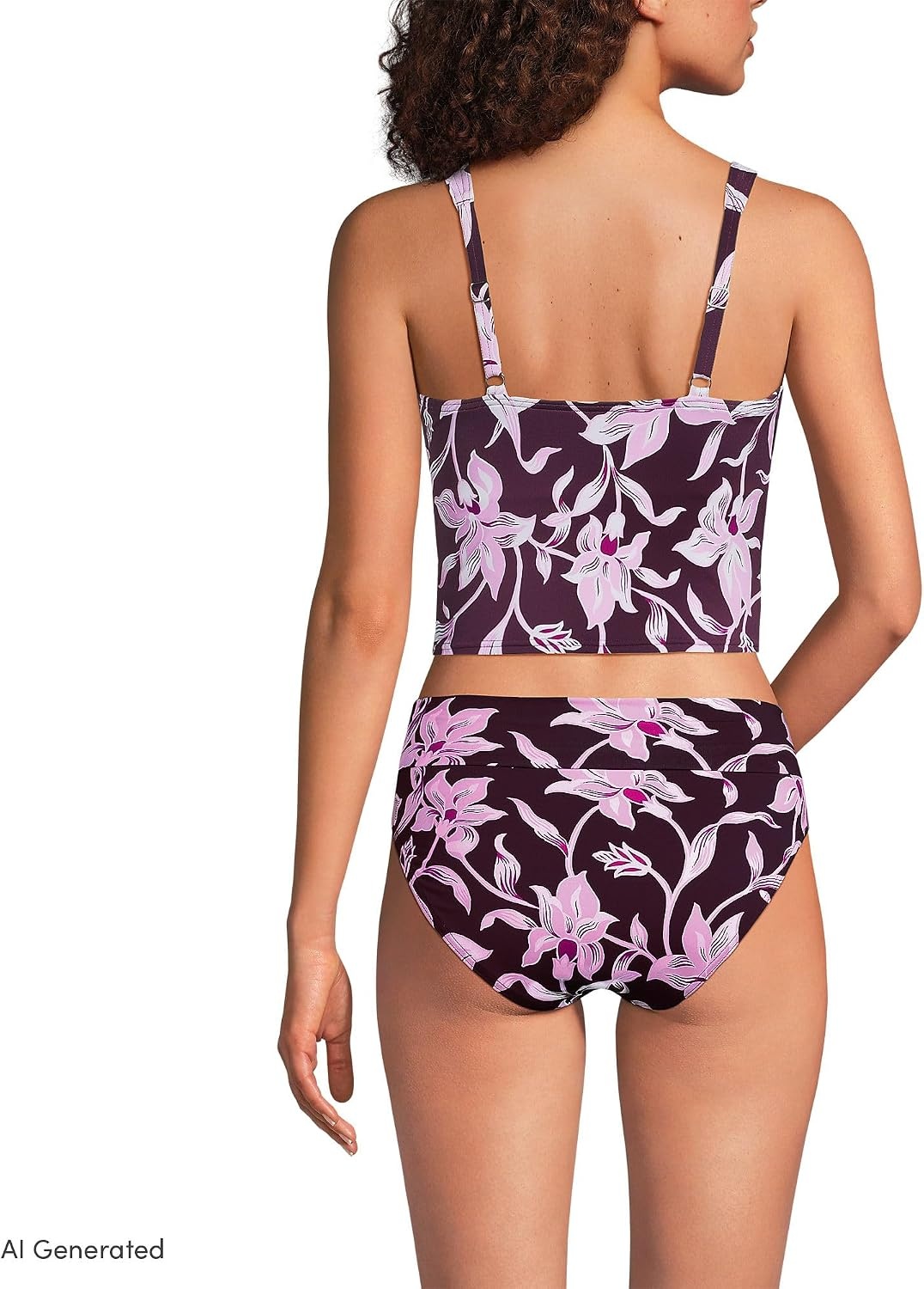image:imageLands End Womens Wrap Midkini TopTropic FloralDark Wine