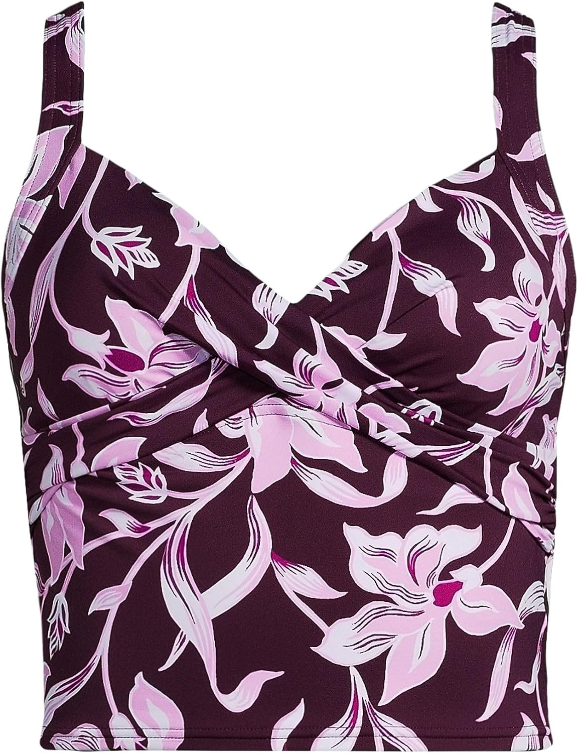 image:imageLands End Womens Wrap Midkini TopTropic FloralDark Wine