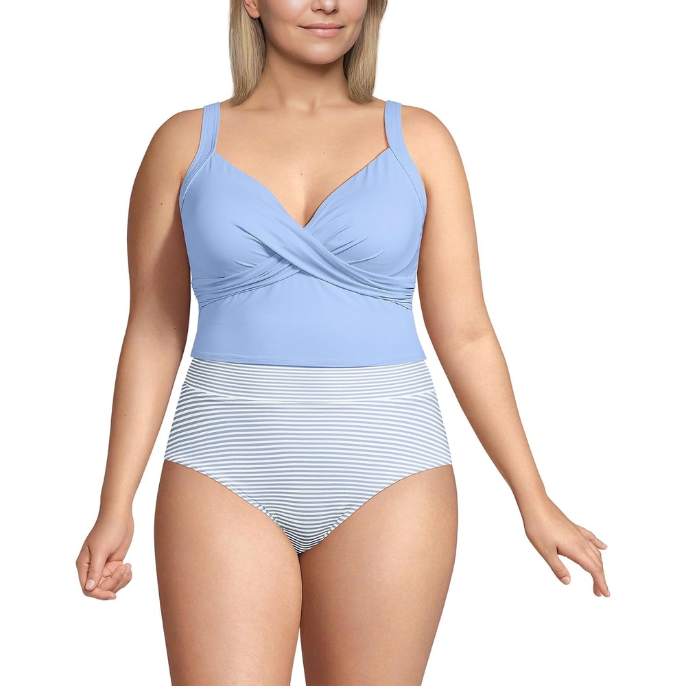 image:imageLands End Womens Wrap Midkini TopSoft Cloud Blue