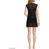 Lands’ End Women’s Cotton Open Knit V-Neck Swim Cover-up Dress(Black)