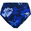 Lands’ End Women’s Ribbed Smoothing High Waisted Bikini Bottoms(Deep Sea Navy Abstract Floral)