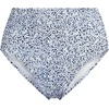 Lands’ End Women’s Ribbed Smoothing High Waisted Bikini Bottoms(White/Navy Ditsy Lilies)