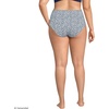 Lands’ End Women’s Ribbed Smoothing High Waisted Bikini Bottoms(White/Navy Ditsy Lilies)