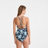 Lands’ End Women’s Tugless Quickdry V-Neck Multi-Way High Leg One Piece Swimsuit(Tropic Floral/Navy)