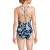 Lands’ End Women’s Tugless Quickdry V-Neck Multi-Way High Leg One Piece Swimsuit(Tropic Floral/Navy)