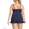 Lands’ End Women’s Wrap Midkini Top(Navy/Berry Dot)