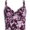 Lands’ End Women’s Wrap Midkini Top(Tropic Floral/Dark Wine)