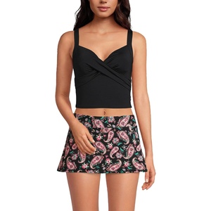 Lands’ End Women’s Wrap Midkini Top(Black)