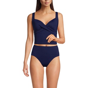 Lands’ End Women’s Wrap Midkini Top(Deep Sea Navy)